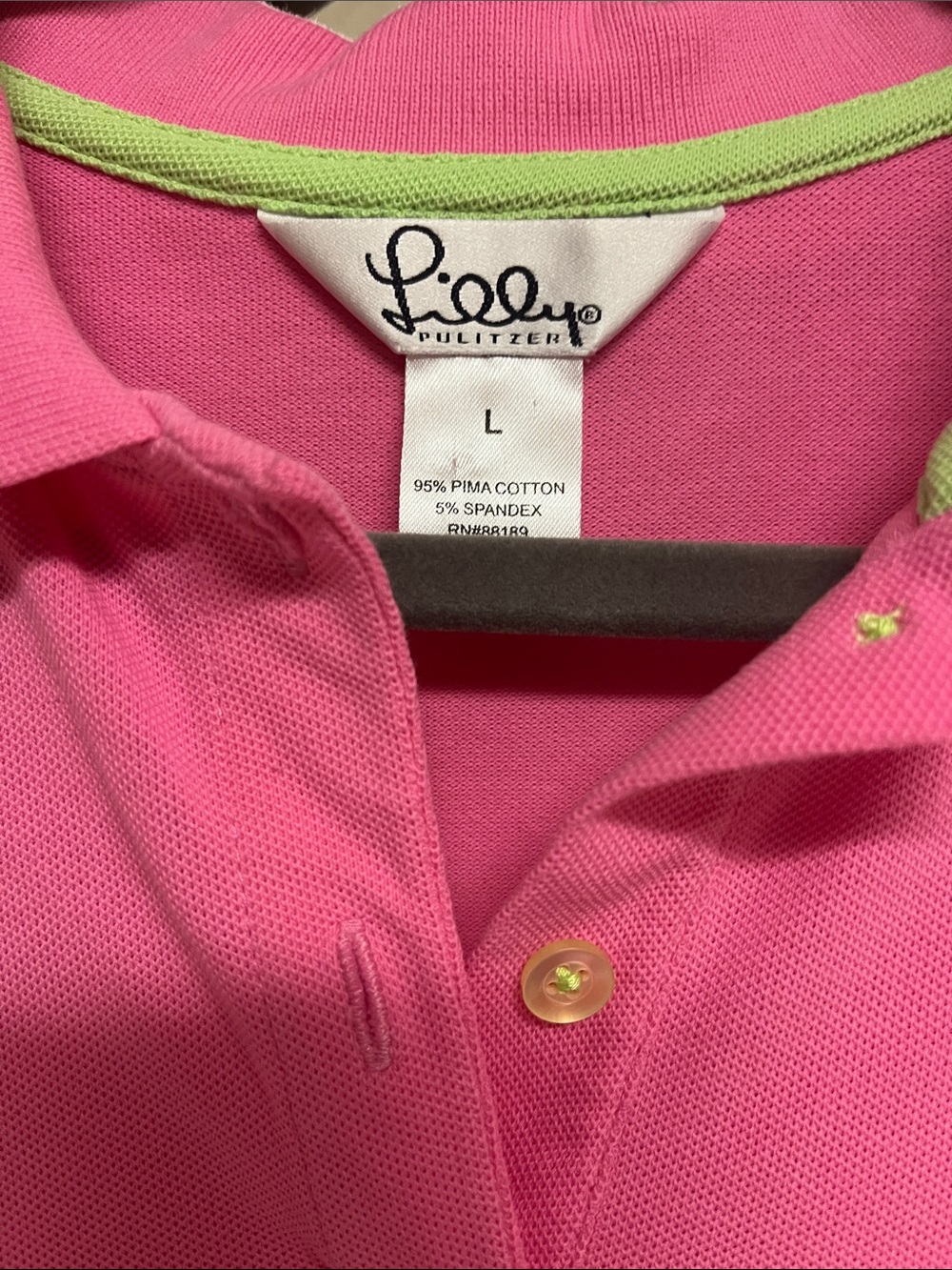 Lilly Pulitzer Hot Pink Polo with Lime Palm Logo